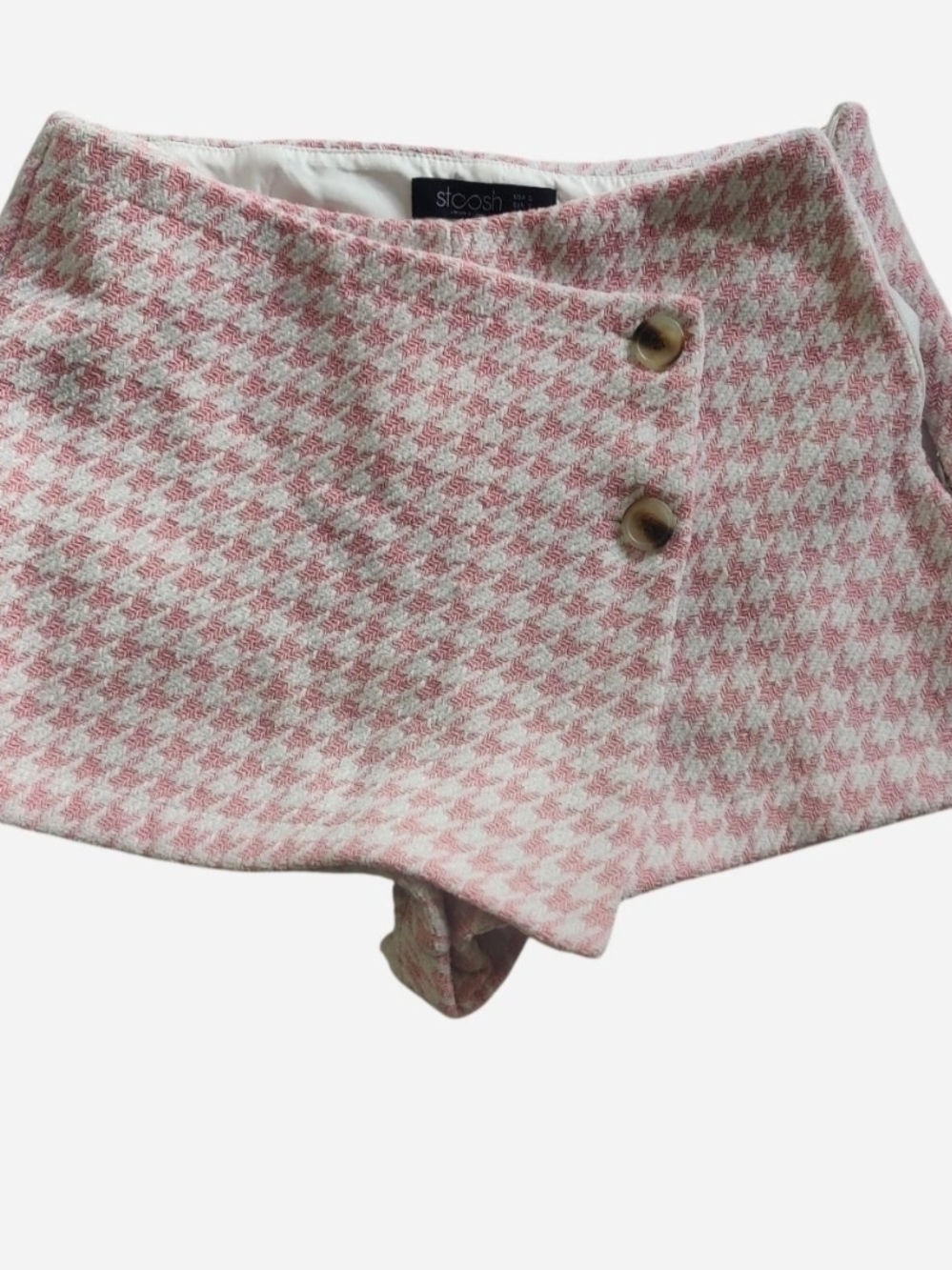 Stoosh Pink & Cream Houndstooth Mini Skort